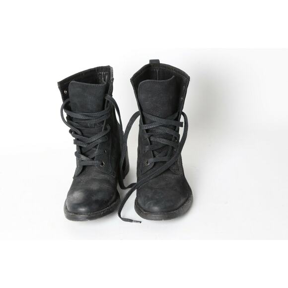 VERA WANG Lavender Black Leather Lace Up Ankle Boots Booties Size EUR 36 US 6 - Picture 3 of 9